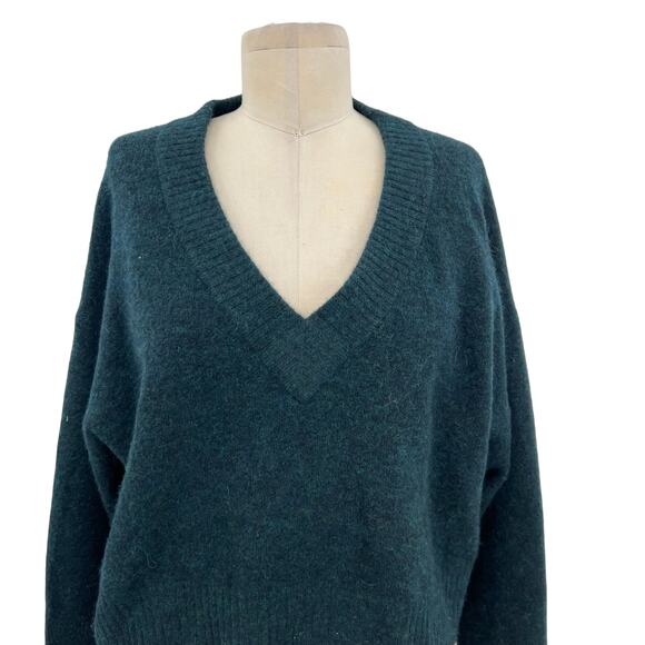 3.1 Phillip Lim Lofty V-Neck Sweater Cropped Alpaca Wool Green Size Small - Picture 2 of 10